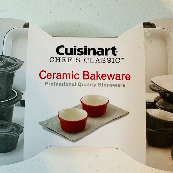 Cuisinart Red Ramekins Chef's Classic Ceramic Bakeware set of 2 ramekins 9 ounce - Picture 6 of 8
